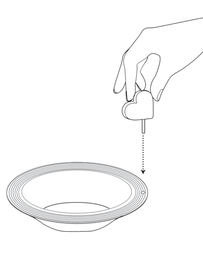 dab hole in platter with water and insert mini into hole platter