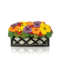 flower box mini with bright purple, orange and yellow flowers