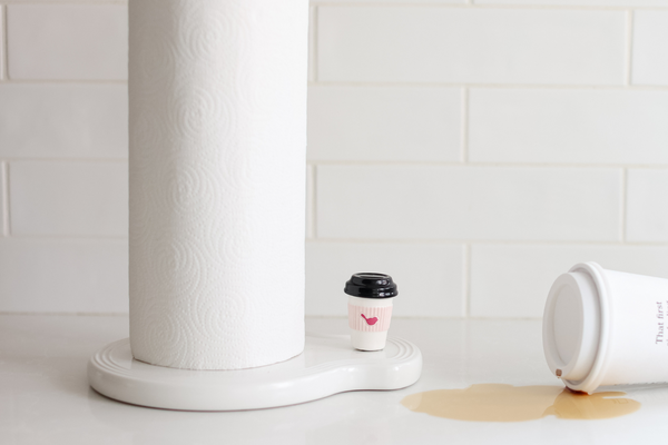 coffee cup mini and melamine paper towel holder