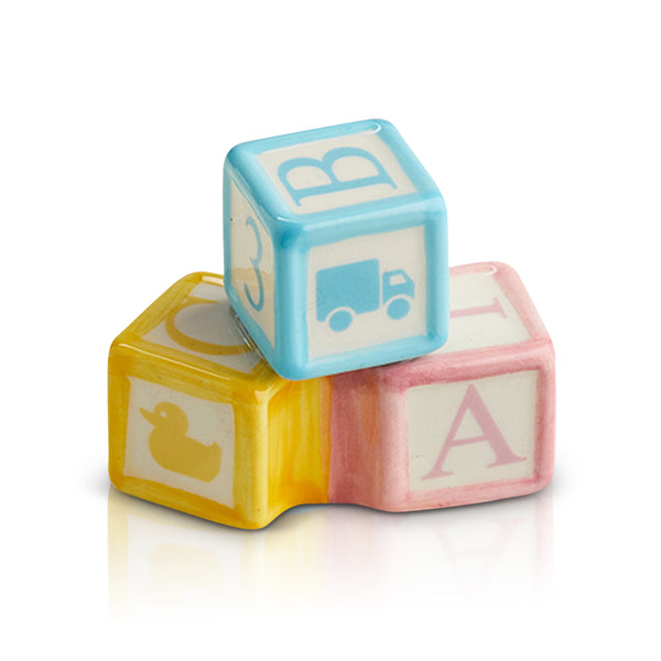 oh baby block mini with light blue, light pink and light yellow baby blocks