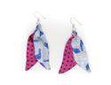 silk earrings with blue bird