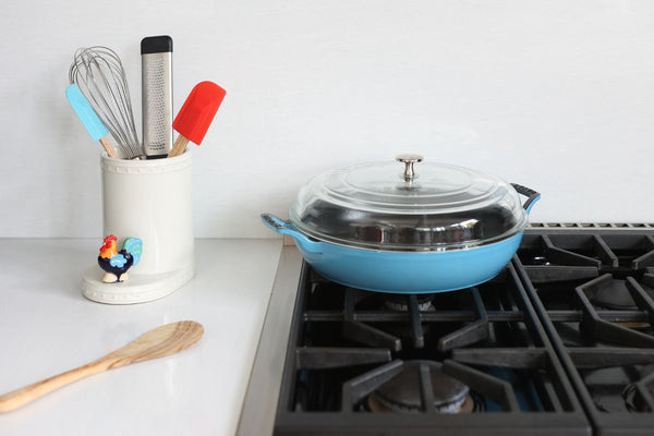 rooster mini and utensil crock stovetop
