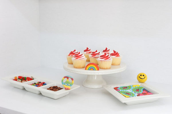 over the rainbow mini with peace sign mini and happy face mini