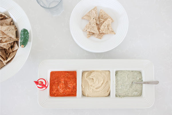 pinstripes garnish dish with red and white ornament mini