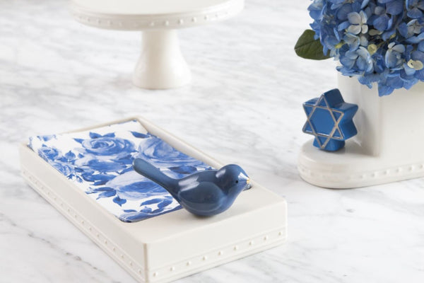 star of david and blue bird of happiness minis on cutie containers and napkin holders