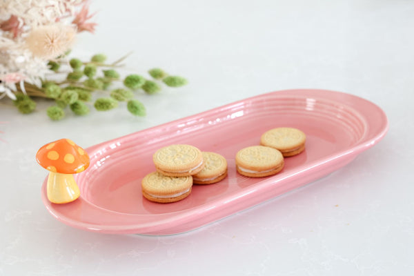 mushroom mini and pink Fiesta platter