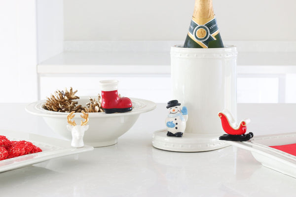 snowman and sleigh and santa boot and reindeer
