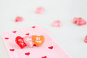 kiss me, love u, be mine red, pink and orange heart mini