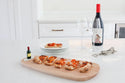 red wine and pizza and wood board