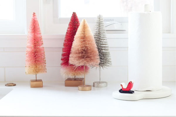 red sleigh mini on melamine paper towel holder