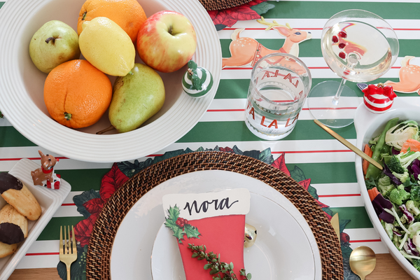 pinstripes baby bowl with fruit and Christmas minis