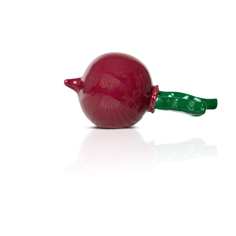This image features a charming, decorative mini radish with a deep, rich red color and a contrasting green stem. Designed to add a playful yet garden-inspired touch to any setting, this radish mini is ideal for enhancing appetizer displays or holiday table settings, especially with its theme-oriented tags like "cookout", "food", "garden", and "nature".