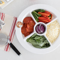 pizza mini on a pinstripes melamine divided dish