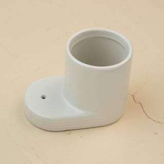 white ceramic pinstripes round cutie container