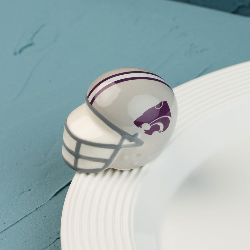 A Kansas State University helmet mini with a purple and white color scheme, designed for tailgating or as a decorative item.