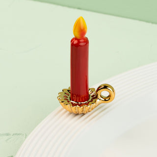 candle mini on a white platter with a light green background