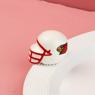 University of Louisville helmet mini  on a pink background