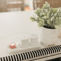 peppermint dreams mini that is inspired by red and white peppermint candy on pinstripes salt and pepper shakers
