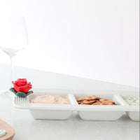 pinstripes garnish dish with red rose and wine mini on a wood board