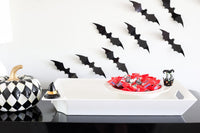 pinstripes melamine tray with witch hat mini and witch legs mini