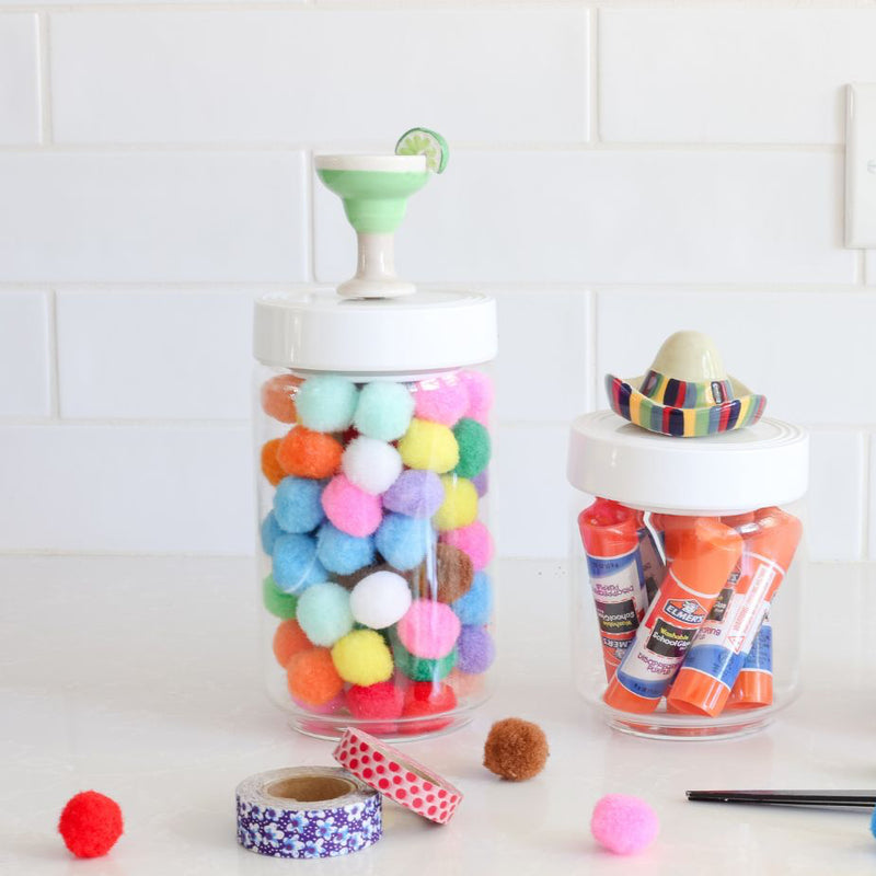 lime and salt margarita mini, sombrero mini melamine containers filled with craft supplies