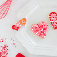 valentine's day mini with valentines day cookies, kiss me, love u, be mine heart mini
