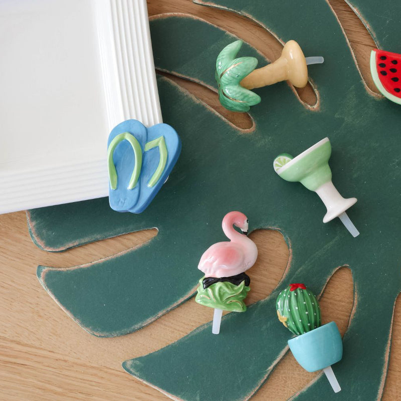 flip-flops, palm tree, watermelon, margarita, pineapple, flamingo and cactus minis