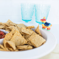 chip and dip platter with cinco de mayo mini and tortilla chips and salsa